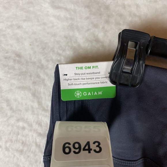 Gaiam Graphite Vibe Rib Mix 7/8‎ Leggings Women's Large Blue High-Rise Yoga 6943 - Picture 9 of 9